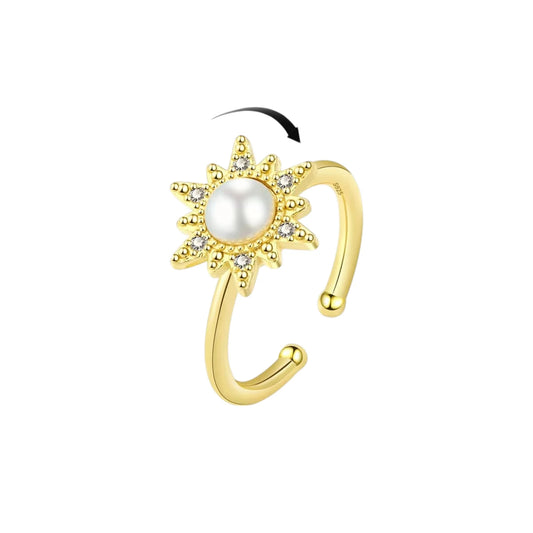 Sonnenblumen Perlen Anti-Stress-Ring – 925 Silber