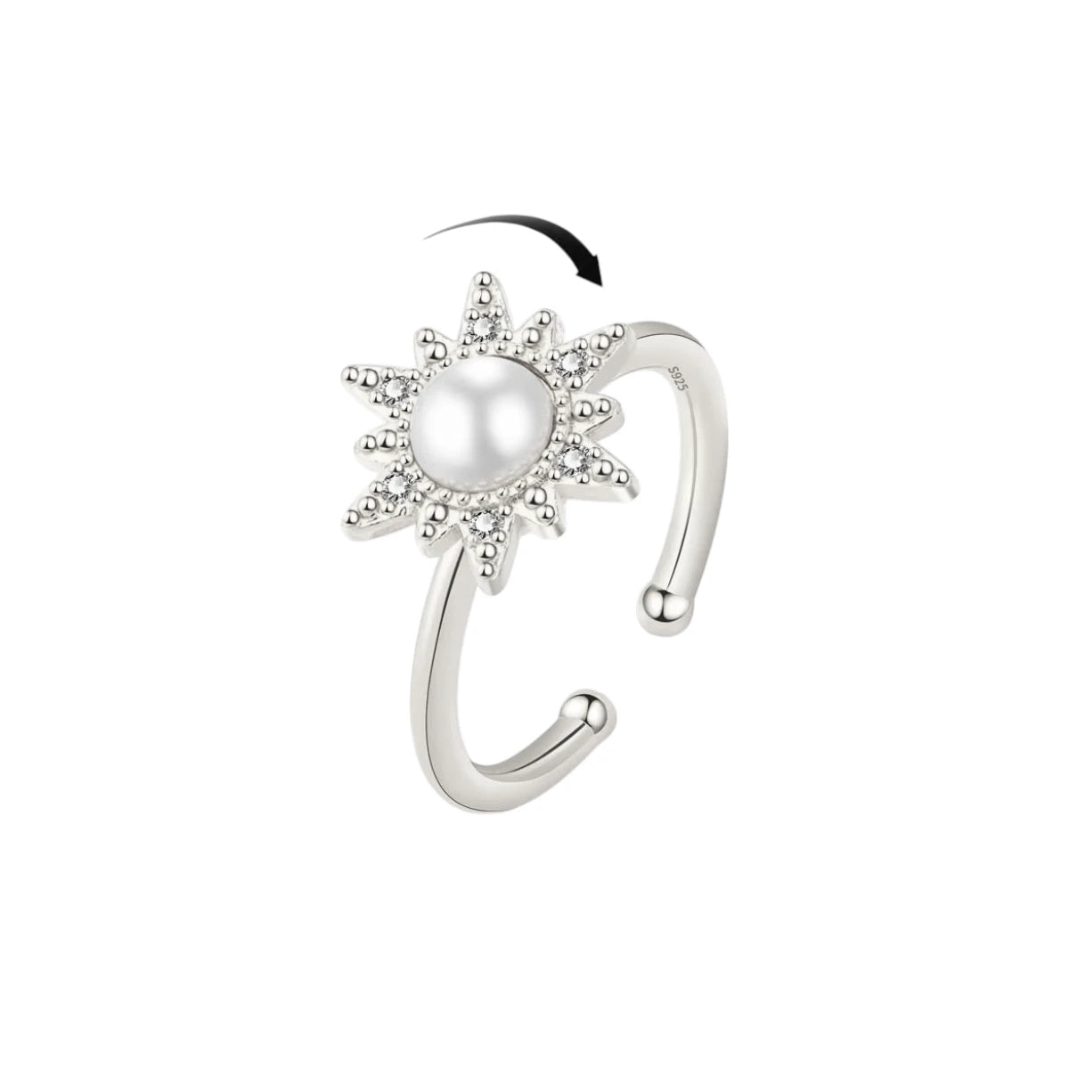 Sonnenblumen Perlen Anti-Stress-Ring – 925 Silber