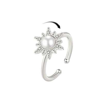 Sonnenblumen Perlen Anti-Stress-Ring – 925 Silber