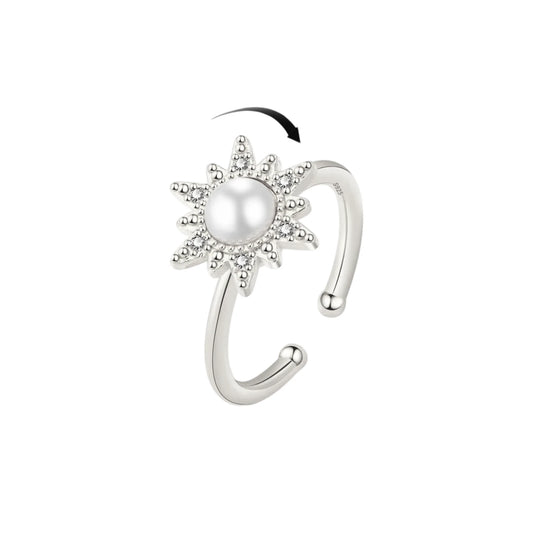 Sonnenblumen Perlen Anti-Stress-Ring – 925 Silber