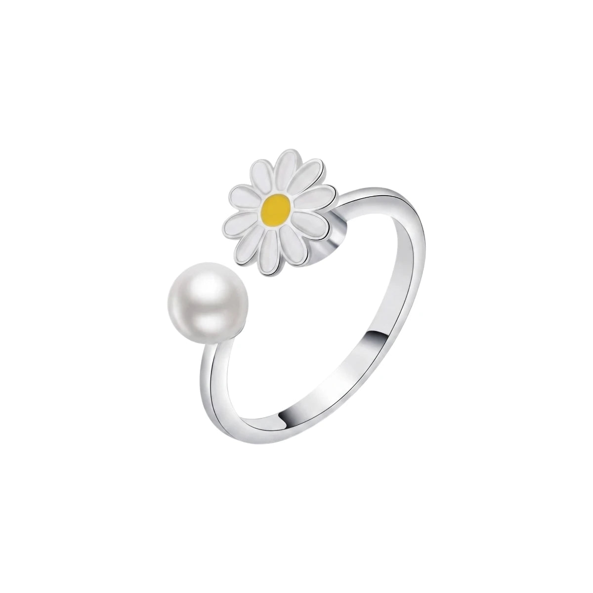Bunter Sonnenblumen Perlen Anti-Stress-Ring – 925 Silber