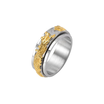 Drachenmotiv Anti-Stress-Ring - Edelstahl