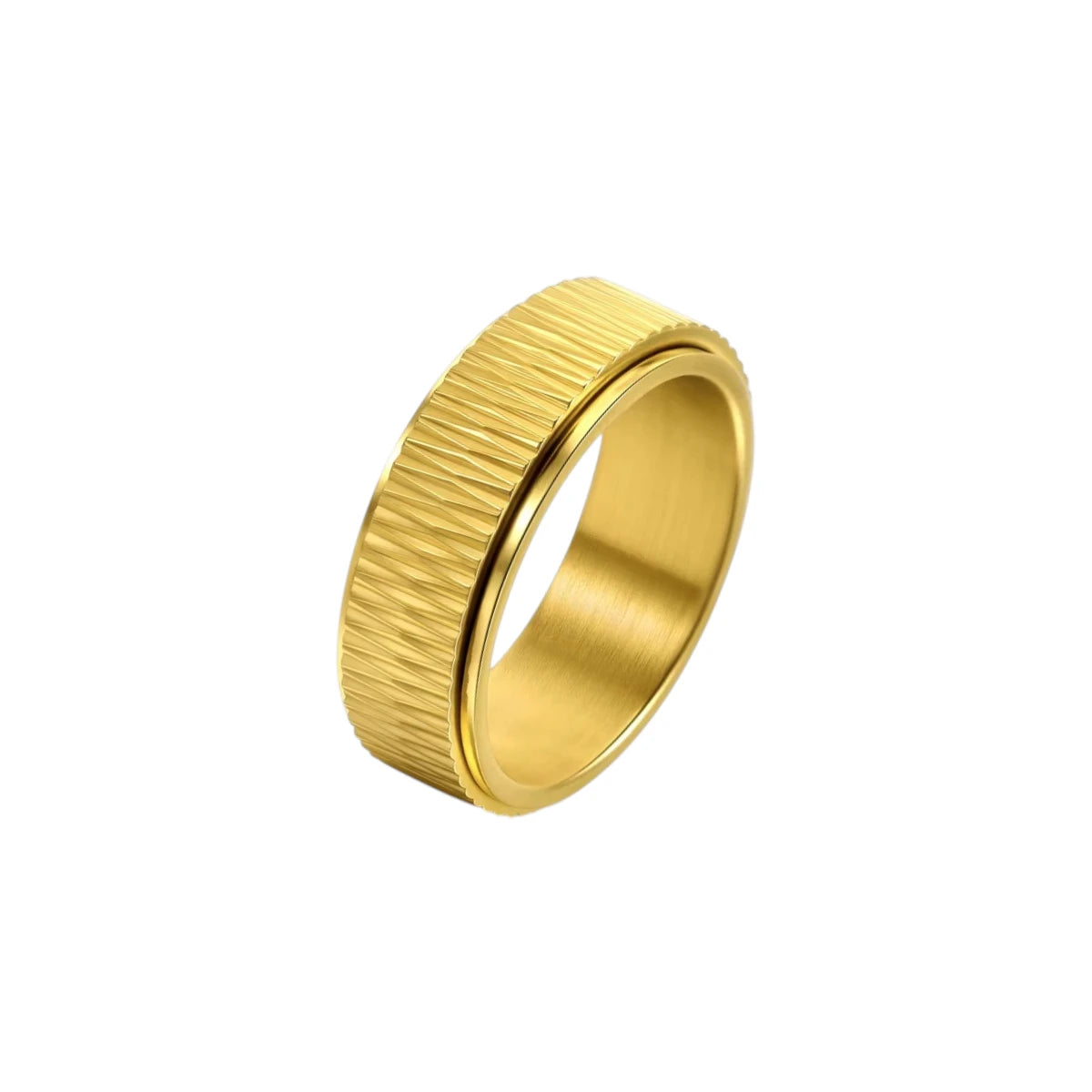 Breiter Gerillter Anti-Stress-Ring – Edelstahl