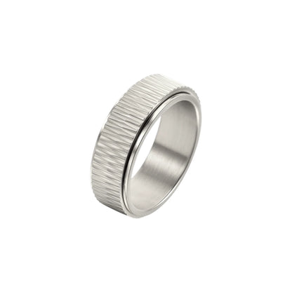 Breiter Gerillter Anti-Stress-Ring – Edelstahl