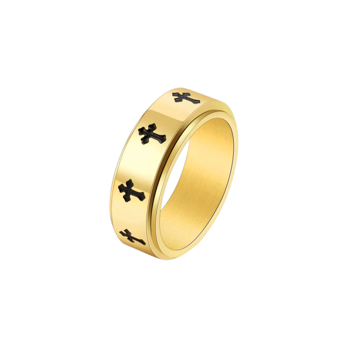 Gereihte Kreuze Anti-Stress-Ring – Edelstahl