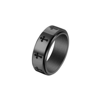 Gereihte Kreuze Anti-Stress-Ring – Edelstahl