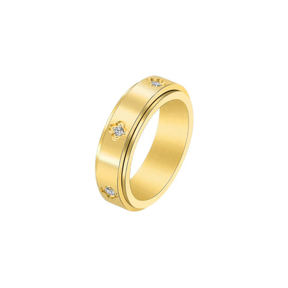 Kleeblatt Zirkonia Anti-Stress-Ring – Edelstahl