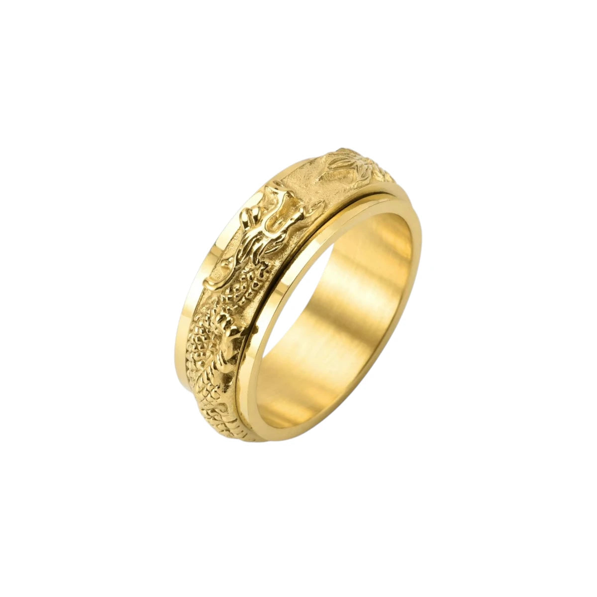 Drachenmotiv Anti-Stress-Ring - Edelstahl