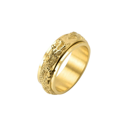 Drachenmotiv Anti-Stress-Ring - Edelstahl