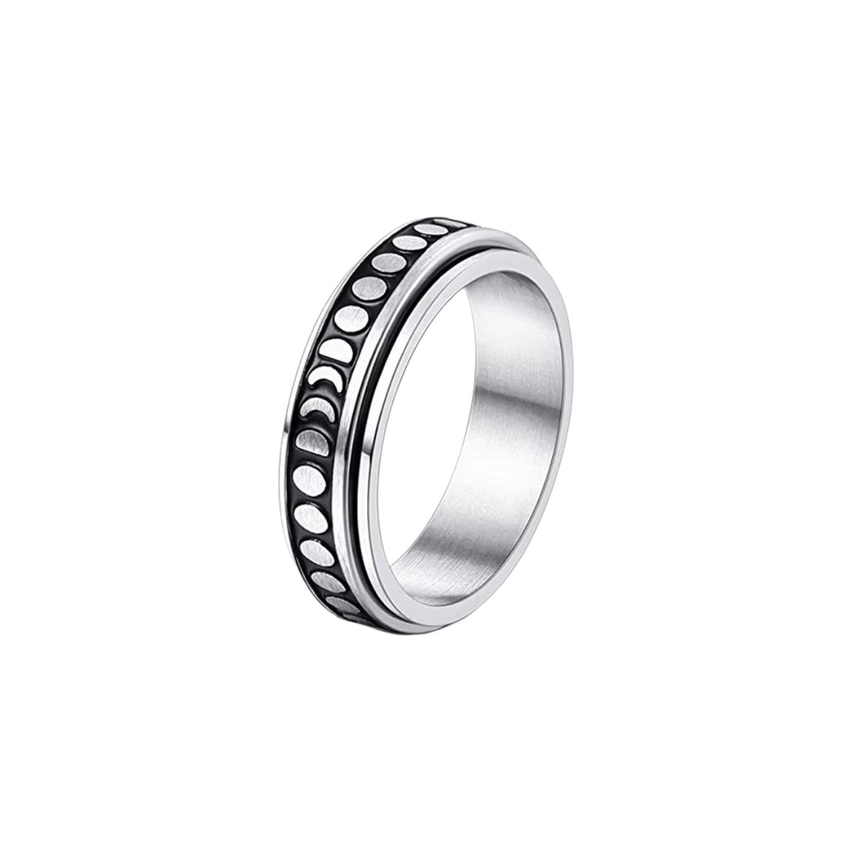 Vielring - Sonne & Mond Anti-Stress-Ring – Edelstahl - Silber / 49 | ø15.6