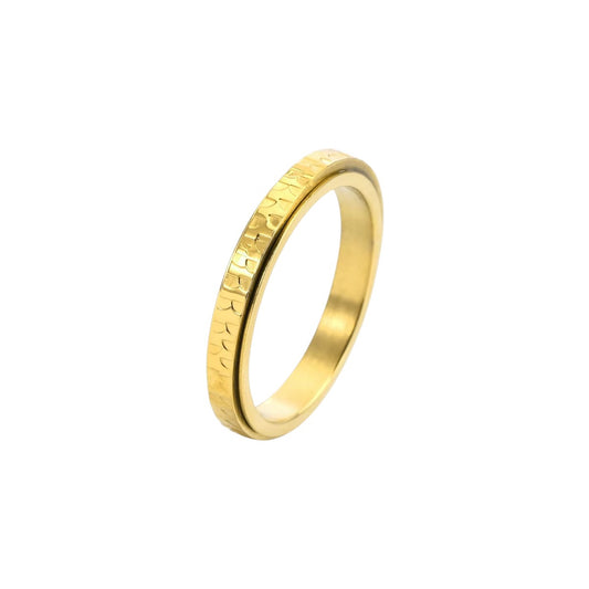 Vielring - Strukturierter Anti-Stress-Ring – Edelstahl - Gold / 49 | ø15.6