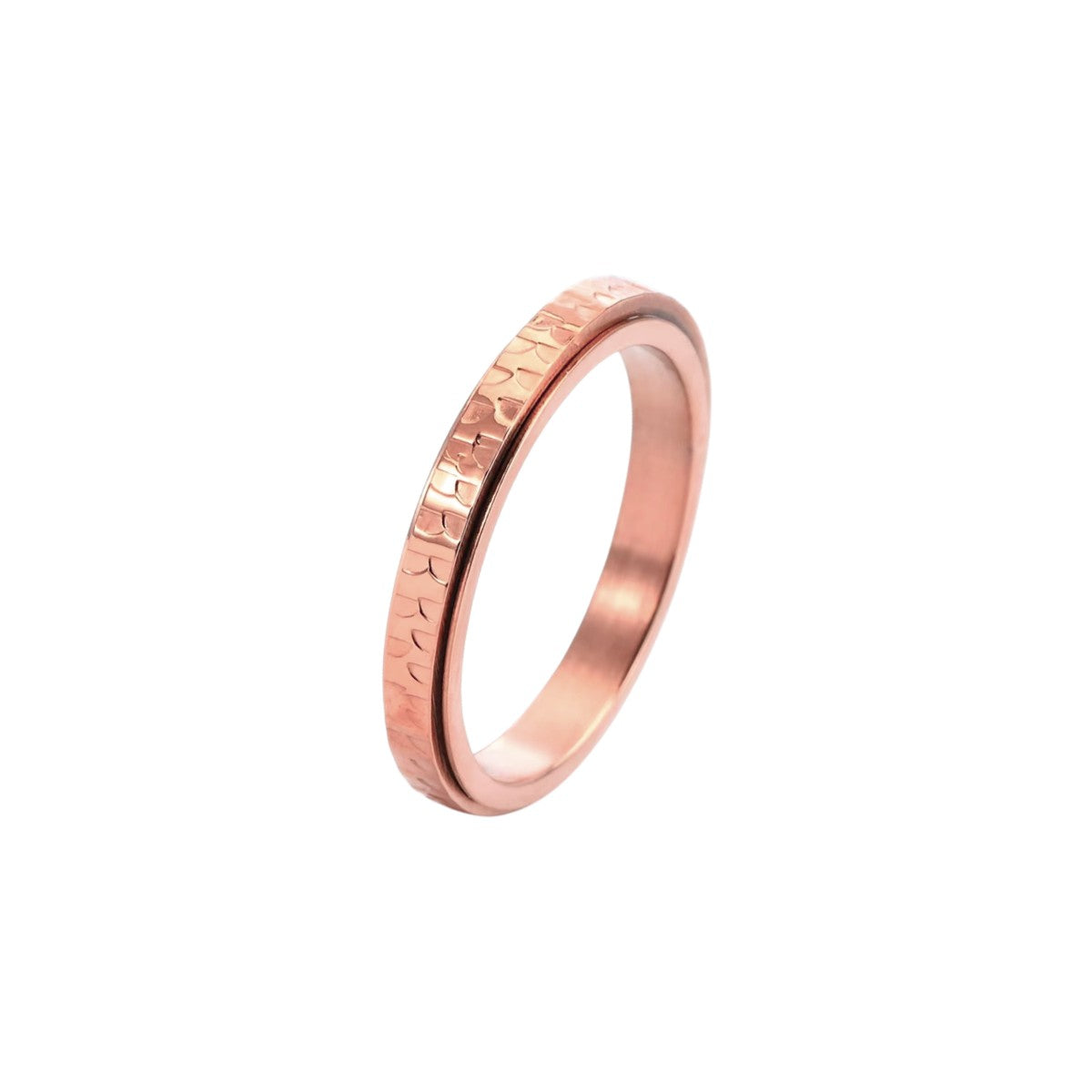 Vielring - Strukturierter Anti-Stress-Ring – Edelstahl - Roségold / 49 | ø15.6