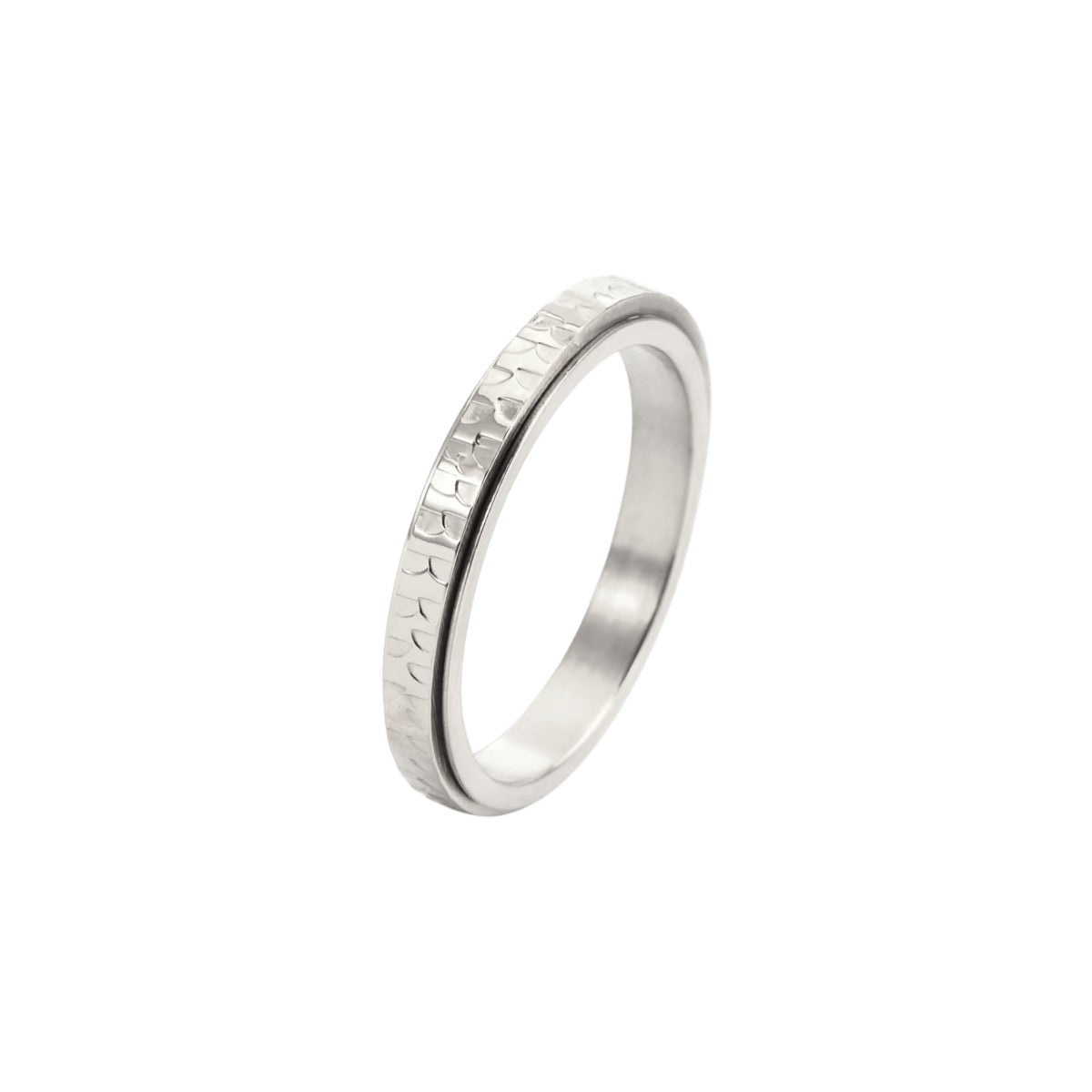 Vielring - Strukturierter Anti-Stress-Ring – Edelstahl - Silber / 49 | ø15.6