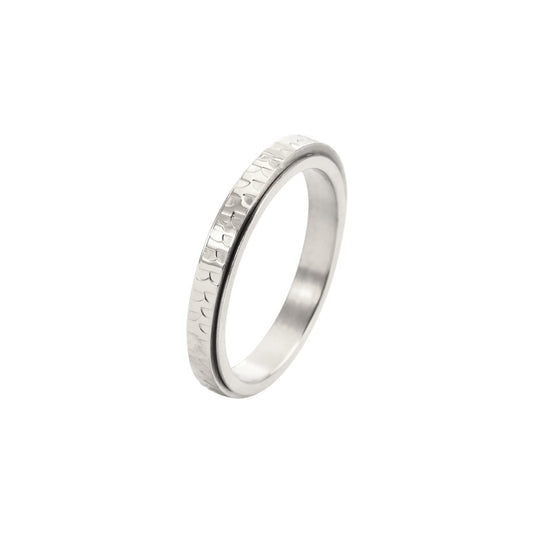 Vielring - Strukturierter Anti-Stress-Ring – Edelstahl - Silber / 49 | ø15.6
