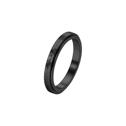 Vielring - Strukturierter Anti-Stress-Ring – Edelstahl - Schwarz / 49 | ø15.6