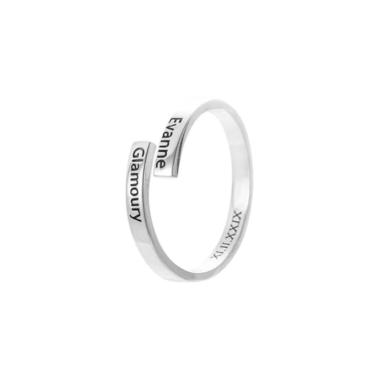 Square ring with zirconia stones - 925 silver