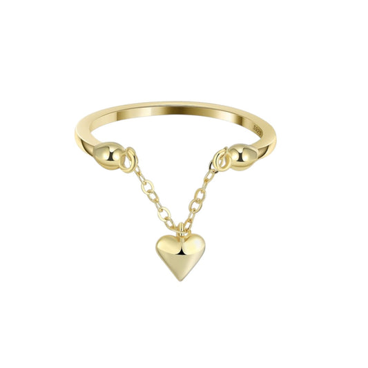 Vielring - Hängendes Herz Ring - 925 Silber - Gold