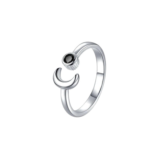 Vielring - Black Moonstone Ring • 925 Sterling Silber - Silber / Kupfer