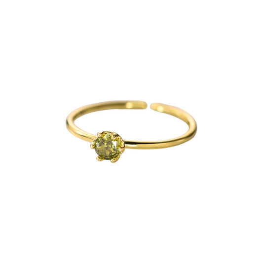 Olive green CZ ring - 925 Sterling silver
