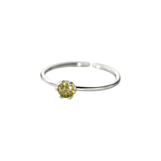 Olive green CZ ring - 925 Sterling silver