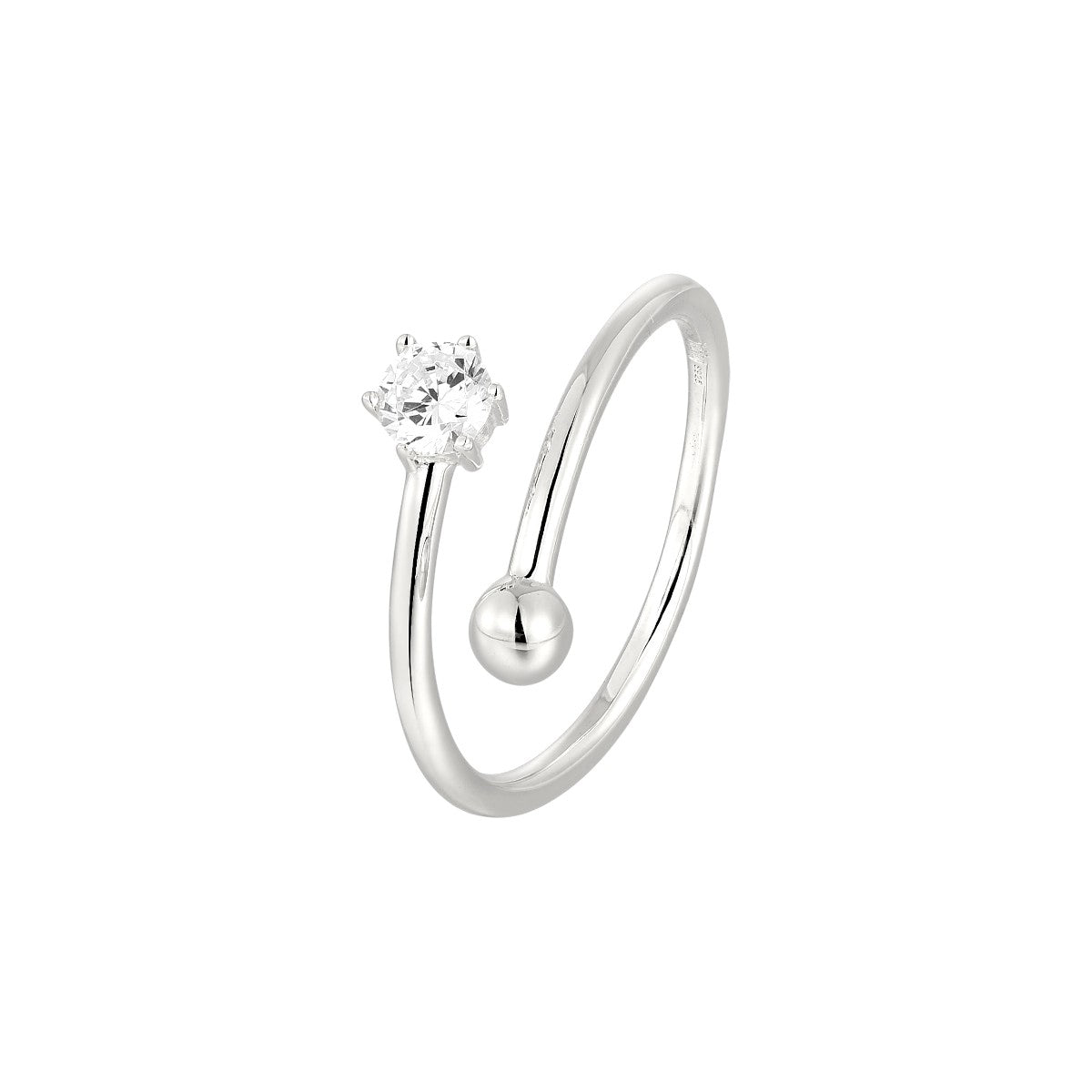 Vielring - Weiß Huggie Zirkonia Stein Ring - 925 Silber - Silber