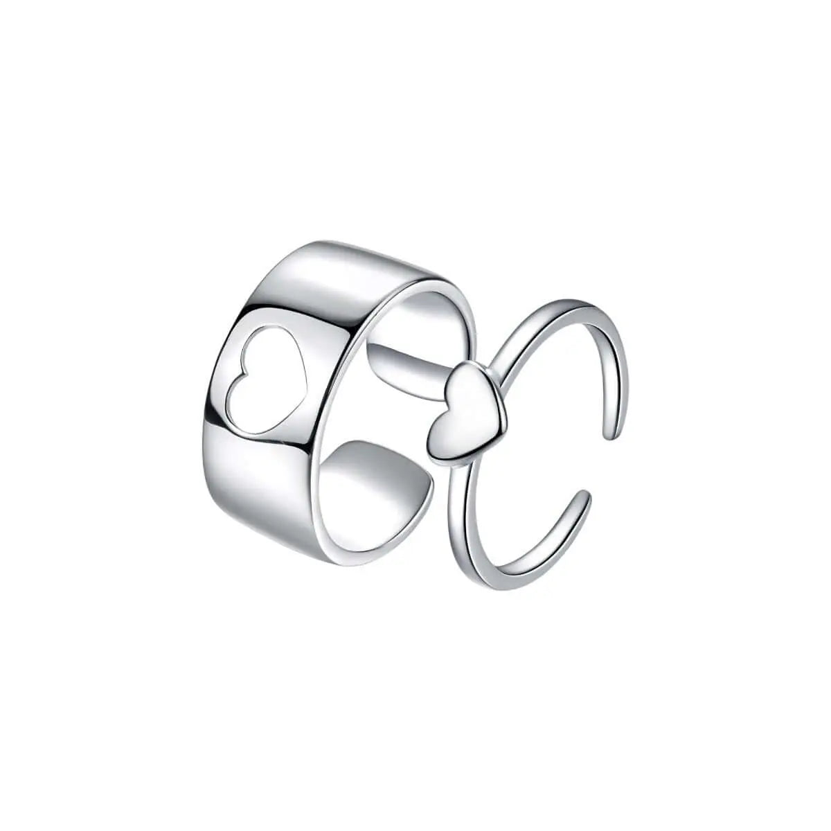 Herz Paar Ringe Silber 925 • Paar Ringe • Liebes Partner Ringe Vielring