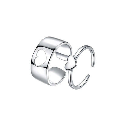 Herz Paar Ringe Silber 925 • Paar Ringe • Liebes Partner Ringe Vielring