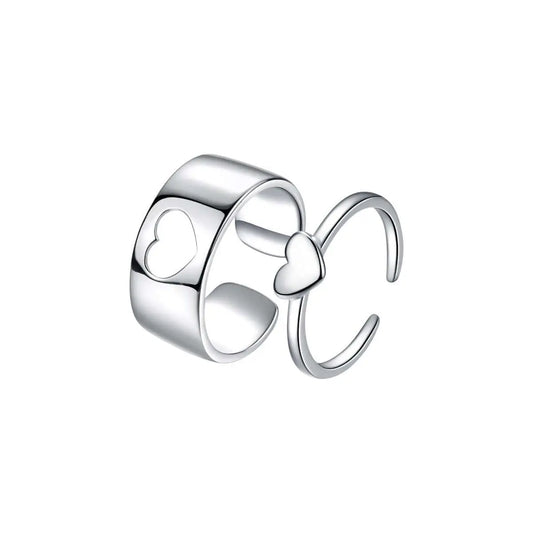 Herz Paar Ringe Silber 925 • Paar Ringe • Liebes Partner Ringe Vielring