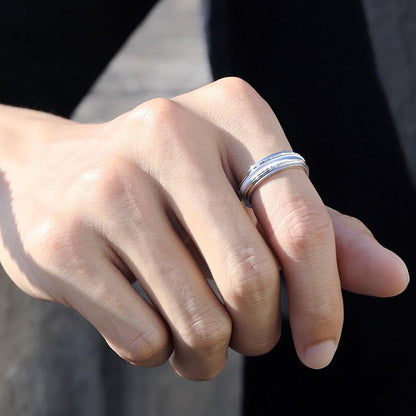 Square ring with zirconia stones - 925 silver