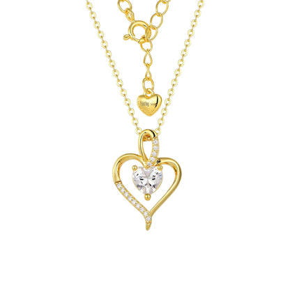 Square Zirconia Necklace - 925 Silver
