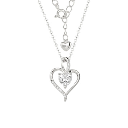 Square Zirconia Necklace - 925 Silver