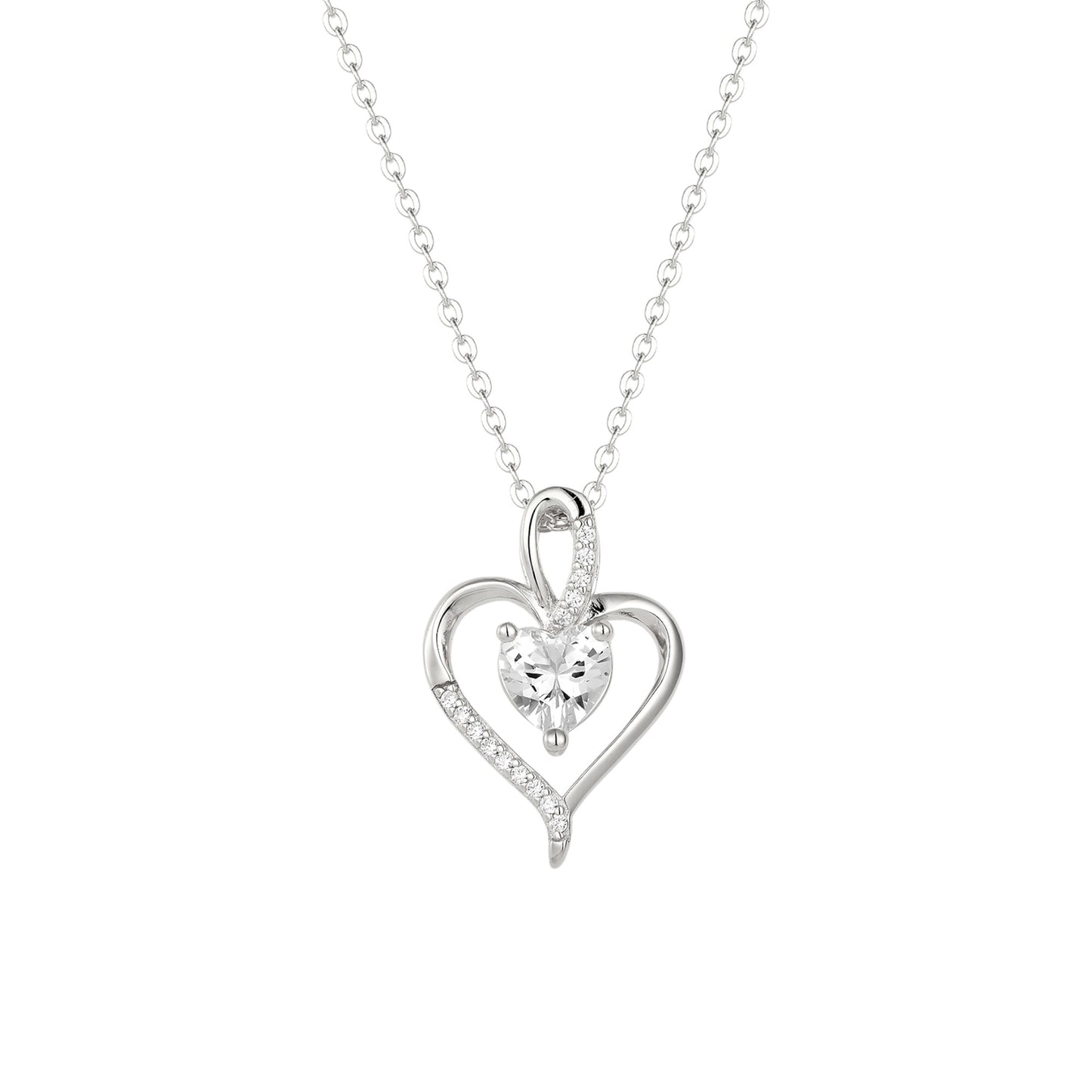 Square Zirconia Necklace - 925 Silver