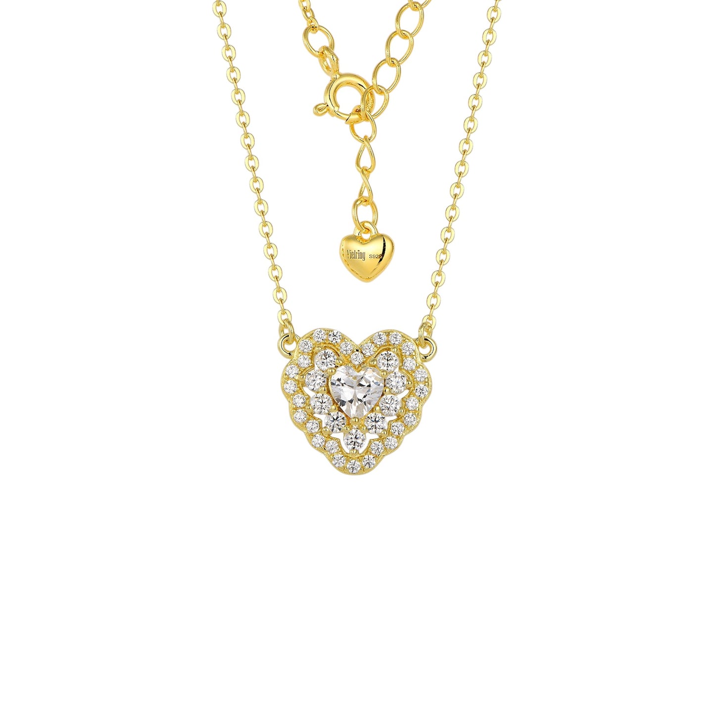 Square Zirconia Necklace - 925 Silver