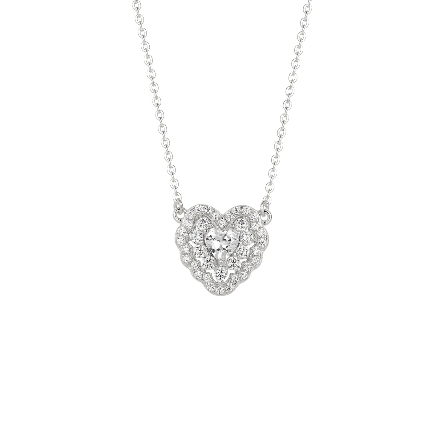 Square Zirconia Necklace - 925 Silver