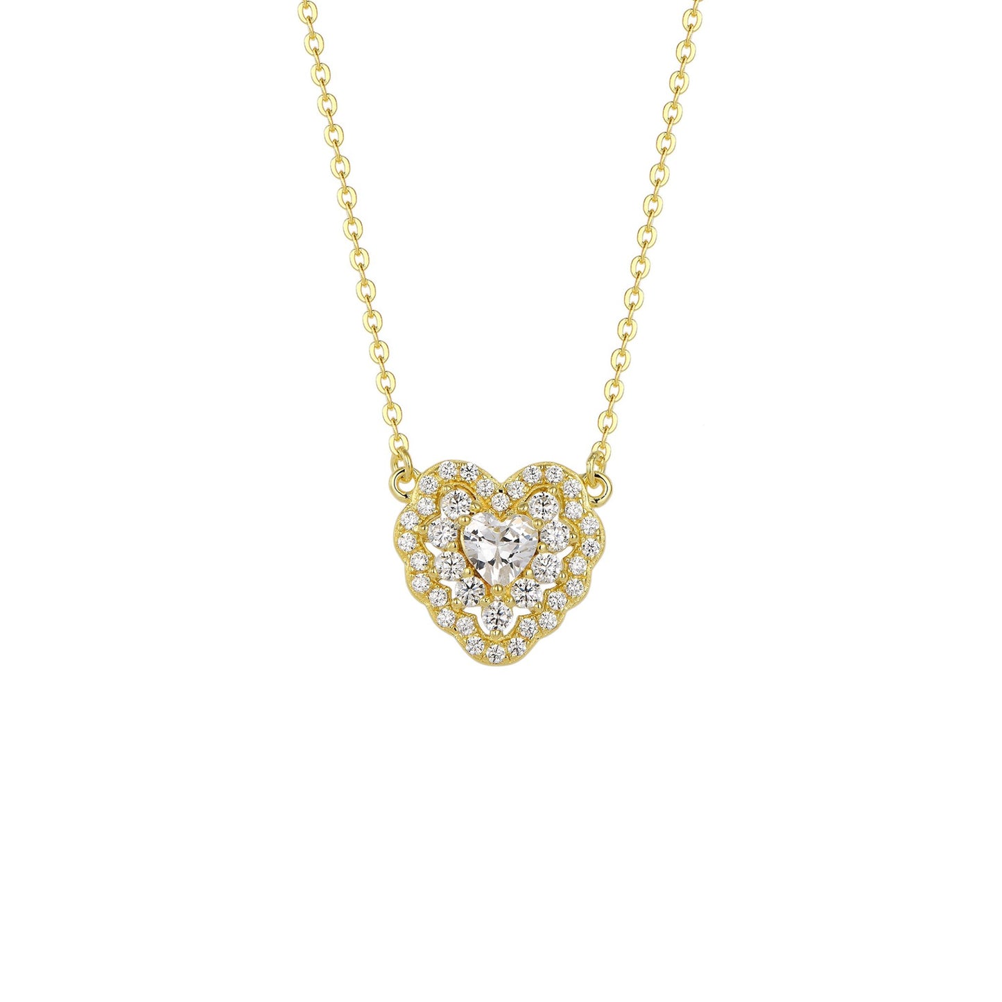 Square Zirconia Necklace - 925 Silver