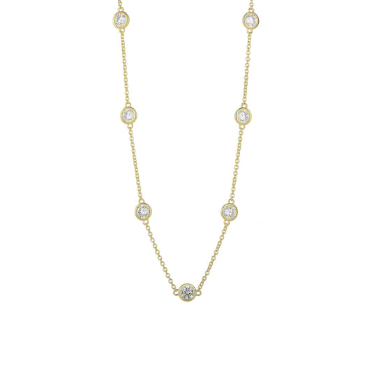 Square Zirconia Necklace - 925 Silver