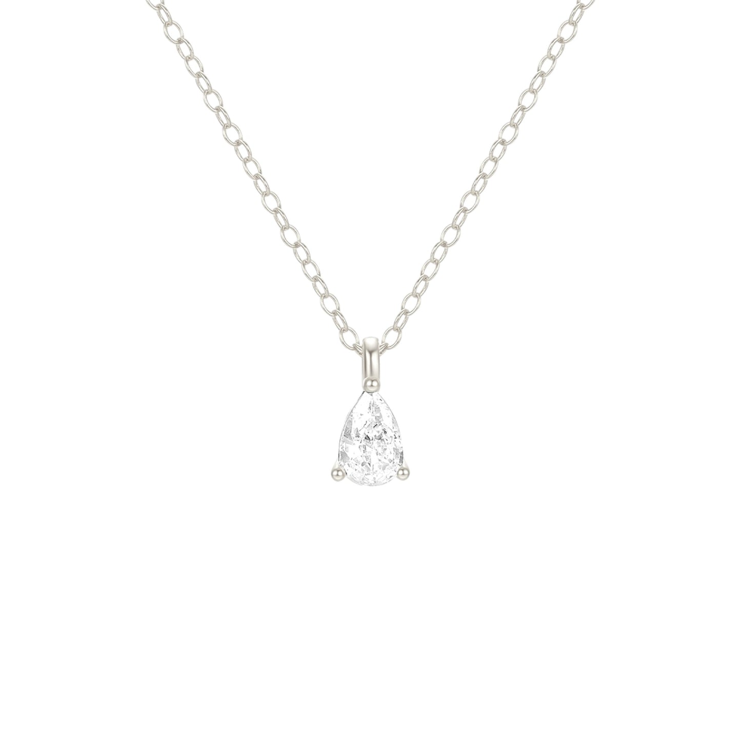 Vielring - Wassertropfen Kristall Halskette - 925 Silber - Silber