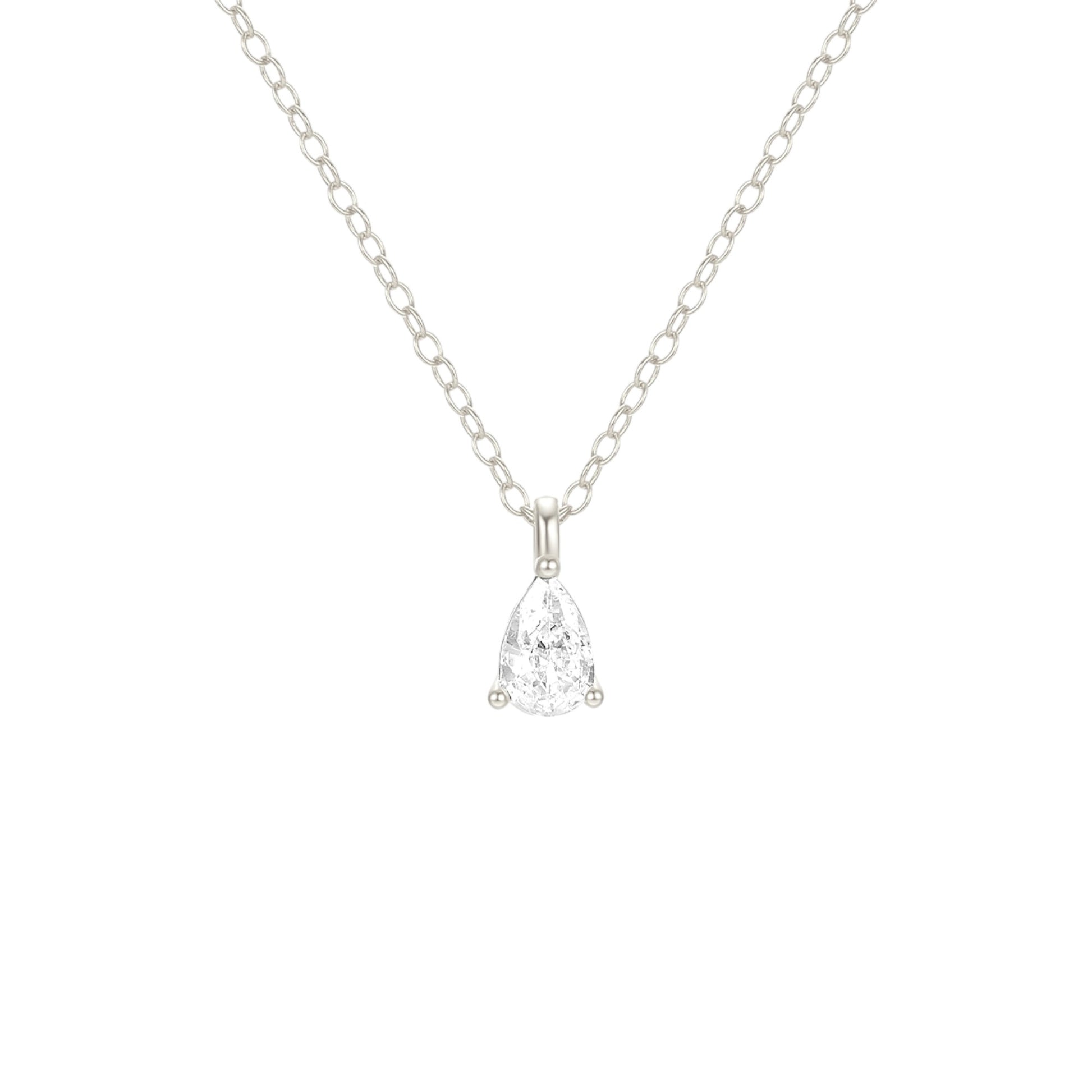 Vielring - Wassertropfen Kristall Halskette - 925 Silber - Silber