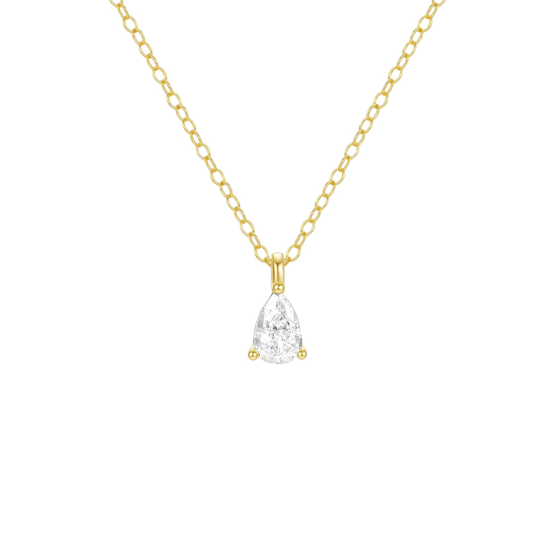 Vielring - Wassertropfen Kristall Halskette - 925 Silber - Gold