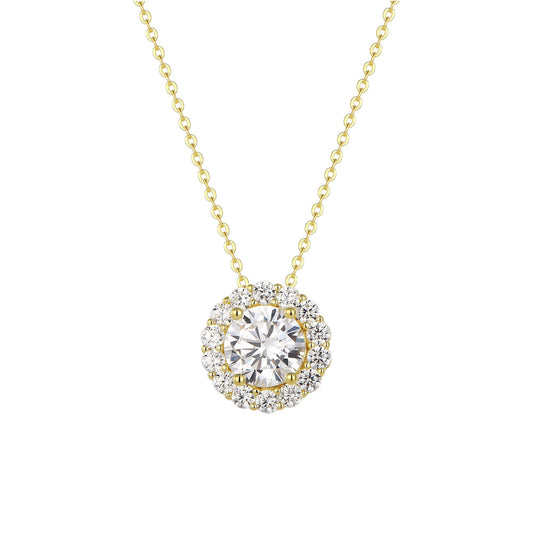 Vielring - Runde Zirkonia Halskette - 925 Silber - Gold