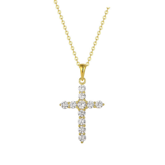Vielring - Kreuz Zirkonia Halskette - 925 Silber - Gold