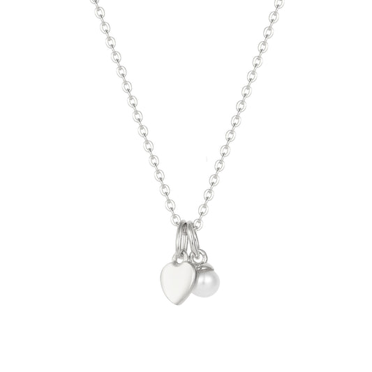 Vielring - Herz & Perlen Anhänger Halskette - 925 Silber - Silber