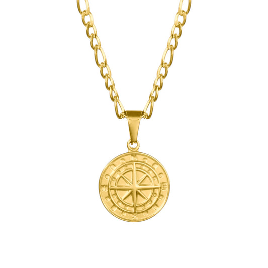 Vielring - Kompass Halskette • Nordstern Anhänger - Gold / 50 cm