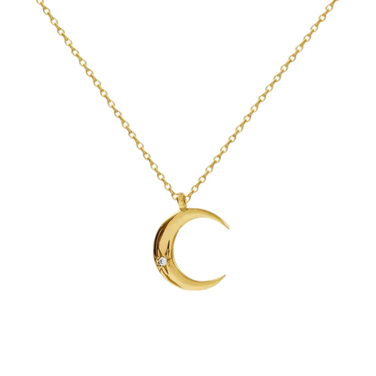 Vielring - Zierliche Mond Halskette Gold • Kette mit Mondanhänger - Gold
