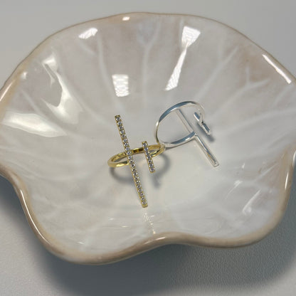 Square ring with zirconia stones - 925 silver