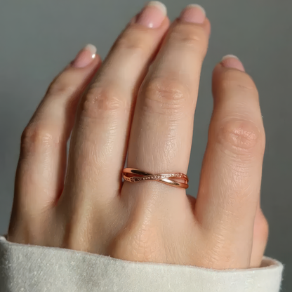 Polierter & gehammerter Anti-Stress-Ring – 925 Silber