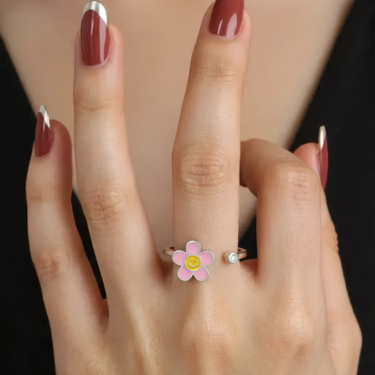 Square ring with zirconia stones - 925 silver