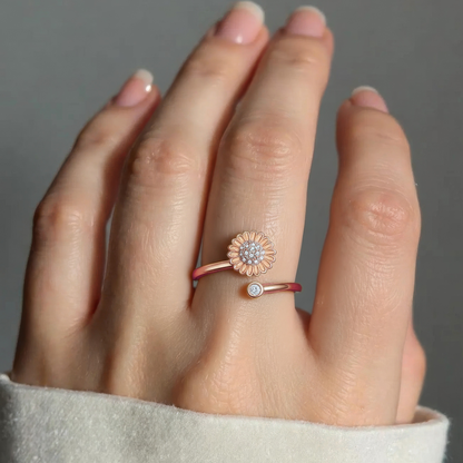 Square ring with zirconia stones - 925 silver