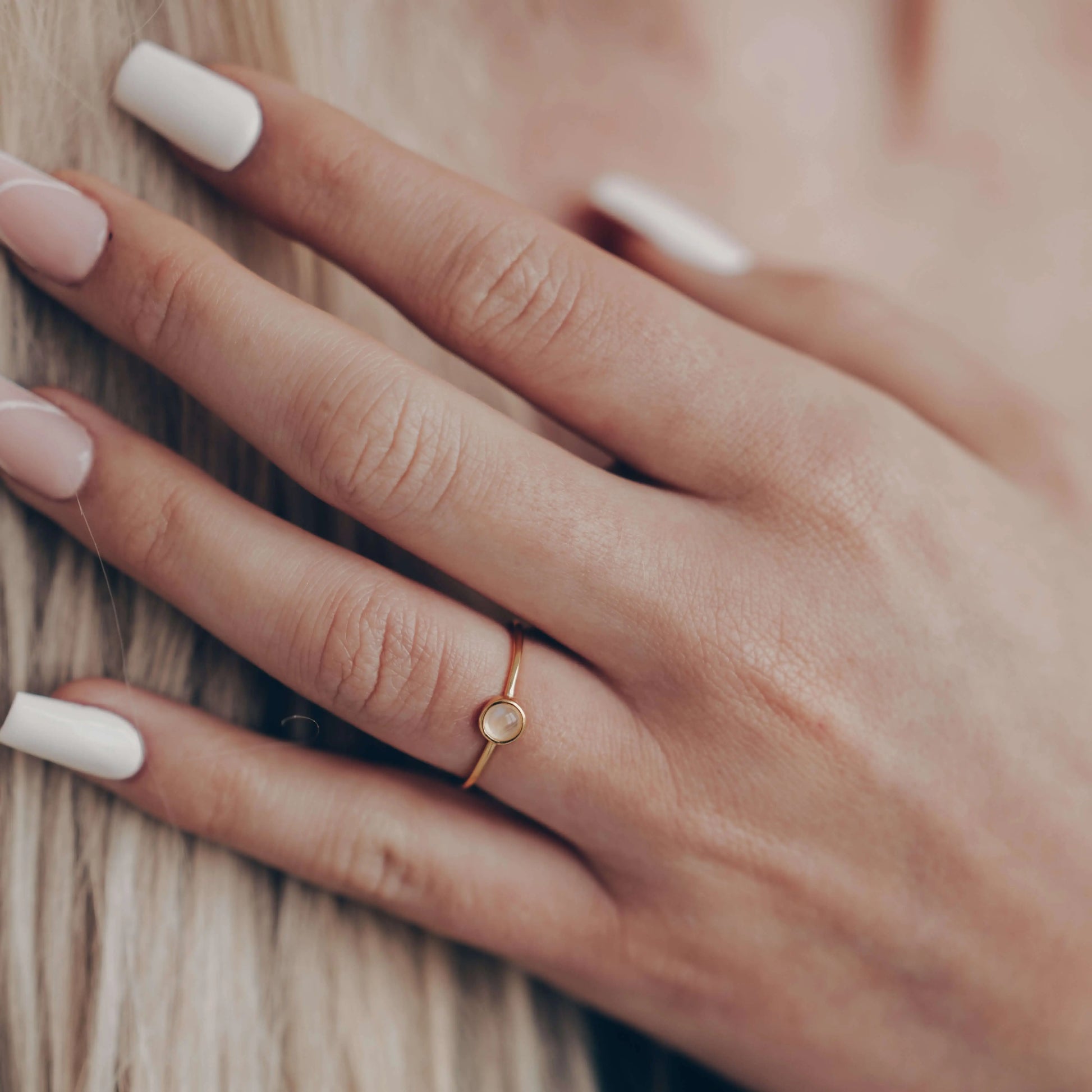 Weißer Stein Ring verstellbar • 925 Sterling Silber Vielring