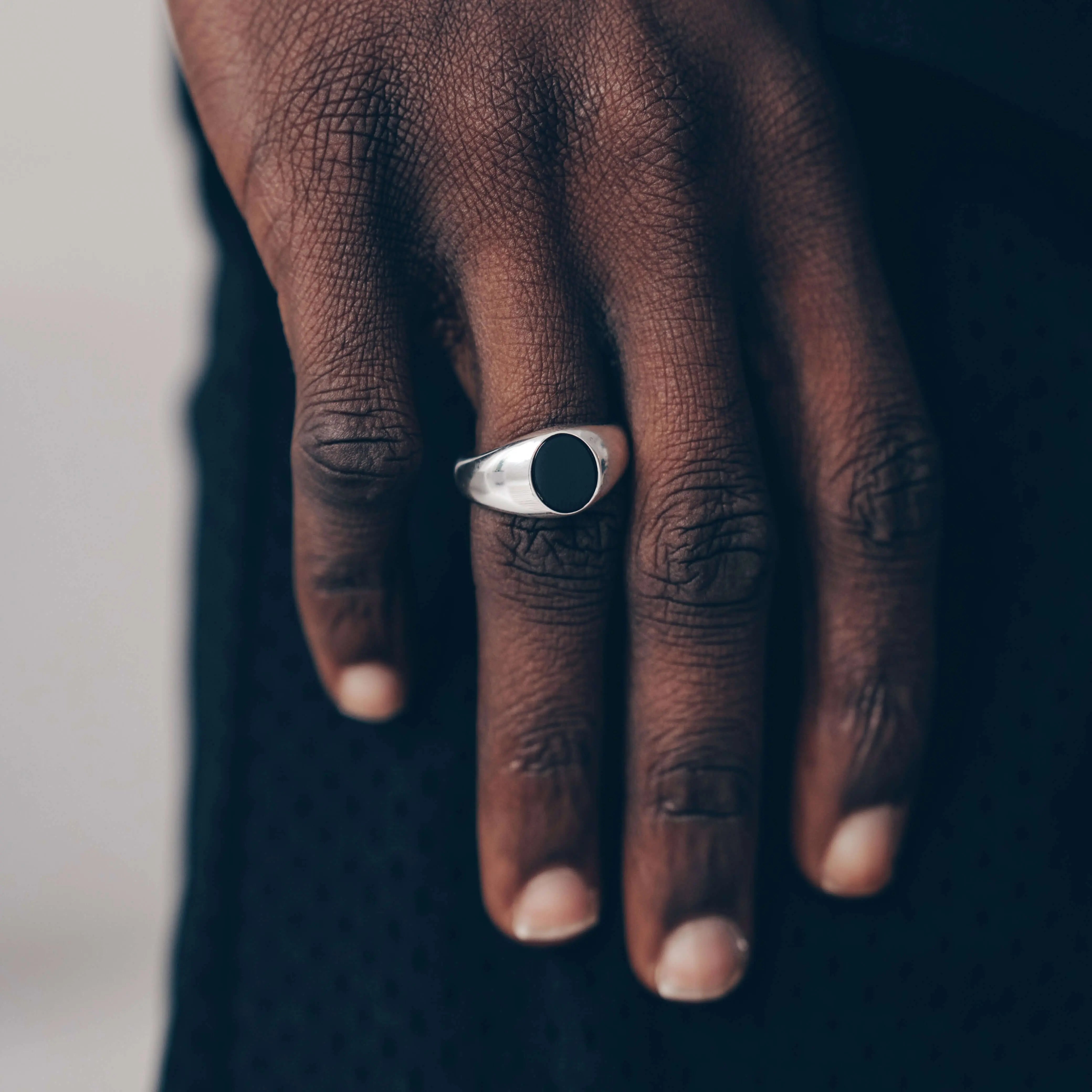 Runder Onxy Ring ✘ Vielring - 925 Silber Schmuckmeer